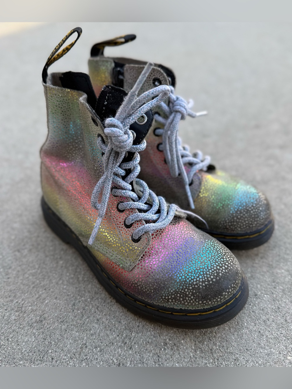 Dr Martens Jr 1460 Pascal Iridescent Lace Up Size 11 Boots girls